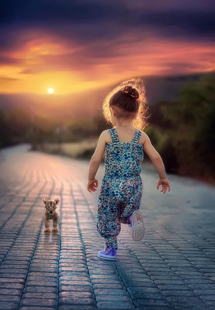 child, running, children, girl, happy, people, nature, female, kids, person, happiness, summer, outdoors, pet